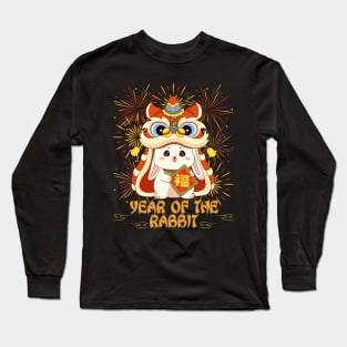 Year of the Rabbit Fireworks & Dragon Long Sleeve T-Shirt